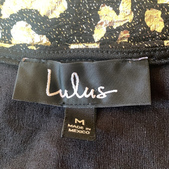 LULUS NEW Thrill Me Black & Gold
Cheetah Surplice Dress size M - Picture 12 of 12